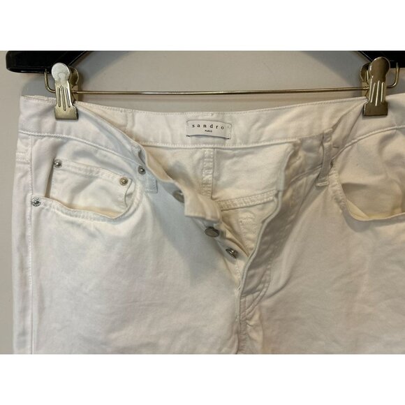 SANDRO Paris DROIT Denim 11" Rise Jeans Front Buttons Strait Cut Size 31 - Picture 5 of 11